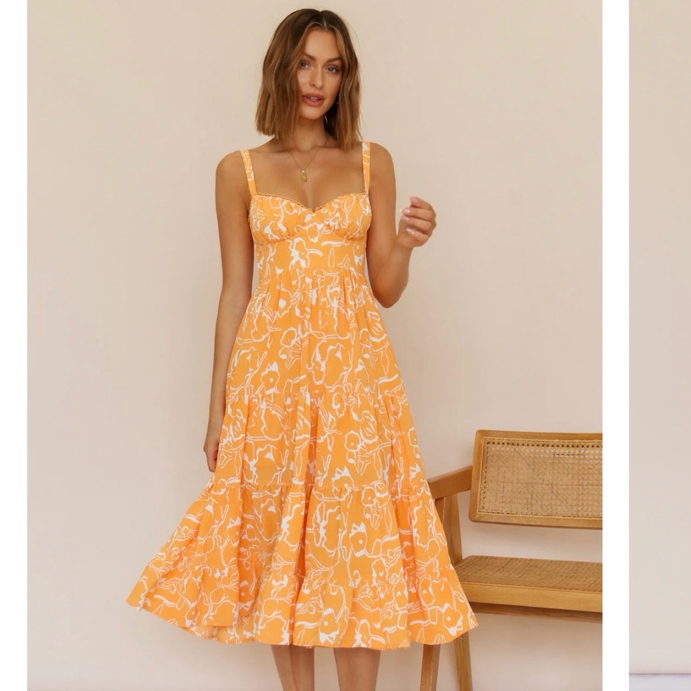 Elegant Orange Floral Dress